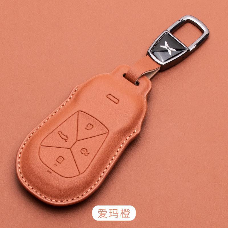 For Xpeng P7 P5 G6 G9 G3i Car Key Case Cover Shell Fob Protector Nappa Leather Protective Keychain Cover Interior Accessories