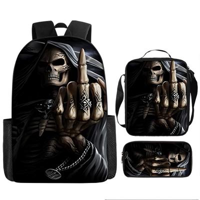 Reaper Schoolbag Campus Primary and Secondary School Students Lightweight Burden Reduction Backpack Large Capacity Computer Bag Three-piece Set Tide