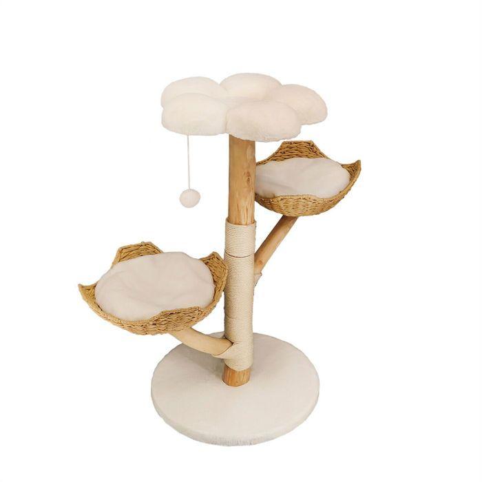 BingoPaw 111 cm Three-Level Cat Activity Tree with Sisal Scratcher and Removable Sleeping Mat