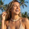 Bohemian Summer Beach Choker Necklace for Women White Flower Turtle Charm Clavicle Chain Holiday Jewelry Gift