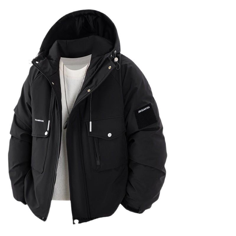 Uformell herrejakke i bomull ensfarget løs vinter daglig varm