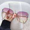 Occhiali da Sole Intarsiati di Diamanti per Donna Occhiali UV Viso Rotondo Protezione Solare Moda Guida Occhiali da Donna
