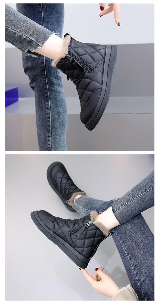 MiraiHiraki Snow Sheepskin Boots with Inner Short Winter Zipper Cold Weather Winter Shoes Women's Boots, Fur, Boots, Boots, Boots, Boots, Non-Slip