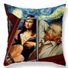Oil Painting Portrait Decorative  Linen Cushion Cover Mona Lisa Print Pillow Case For Sofa Chair Home Decor Gift 45x45cm