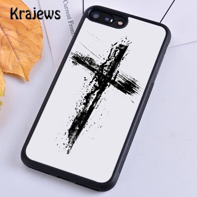 Krajews Christian Jesus The Cross Black Plastic Phone Case For iPhone 17 Air 16 15 14 Plus 11 12 13 Pro Max Coque Fundas