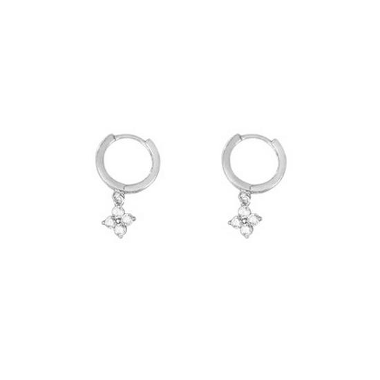 High-End European & American Style Zirconia Flower Earrings - Premium Stainless Steel with Inlaid Diamonds