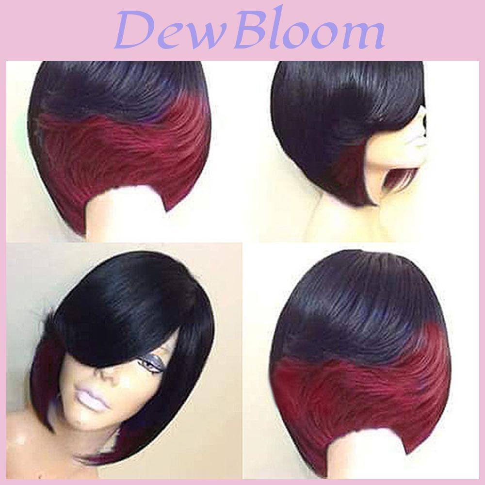 Elegant Short Mix Color Hair Wig With Natural Straight Synthetic Hair For Cosplay