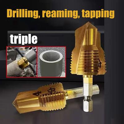 1/2pcs 4/6 Point PPR Water Pipe Drill Bit Hexagonal Handle Hole Opening Step Drilling Punching No Slipping