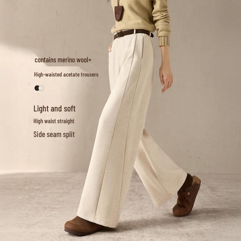 Warm Wool Blend Knitted Wide-Leg Leisure Pants