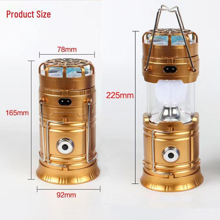 Portable Solar-Powered Fan Light with Rechargeable Battery for Camping - Handheld and Retractable