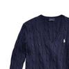Polo Ralph Lauren Solid Logo Embroidered V-Neck Knit Sweater Women Sweater Navy-Blue 211570011-011