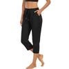 Women Drawstring Waist Capri Pants Soft Lightweight Cropped Lounge Pants with Pockets Relaxed Fit for Daily Wear
