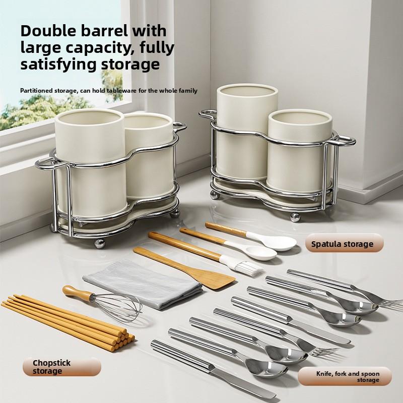 Kitchen Utensil Holder Multifunctional Drainer Stand for Chopsticks Spoons Knives Storage Organizer