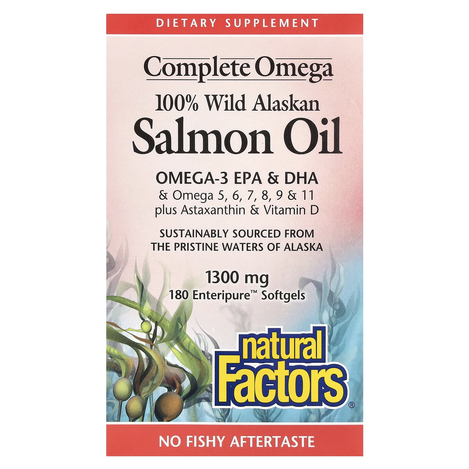 

Complete Omega, 100% Wild Alaskan Salmon Oil, 1,300Mg, Enteripure 180 Softgels