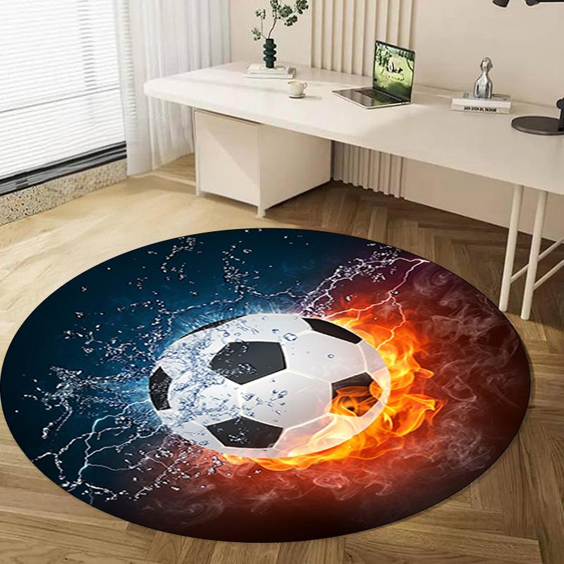 Fire And Water ball Circular Rug - Office Decorative Carpet For Living Room Bedroom Door Mat Floor Rug Computer Chair Area Rug