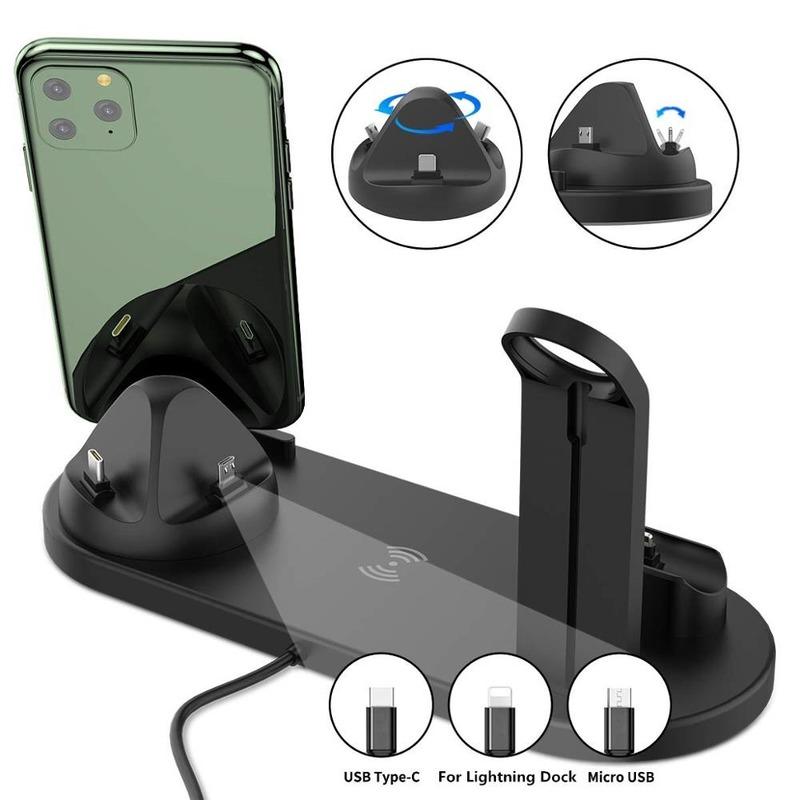 4 in 1 kabelloser Ladeständer für Apple Watch iPhone 14 13 12 11 Pro Max Airpods Pro Qi Schnellladegeräte Dockstation für Samsung S23 S22 Ultra