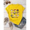 Creative Cartoon Sushi Print Summer Women's T-shirt Round Neck Short Sleeved Top T-shirt Women's Clothing