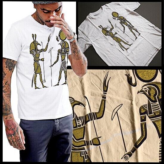 

Egyptian t-shirt Egypt Hieroglyphics Ancient Kemet Pharoah the God Horus tee L