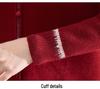 Women's Red Velvet-Lined Knitted Top: Warm, Stylish Casual Base Layer for Middle-Aged and Elderly
