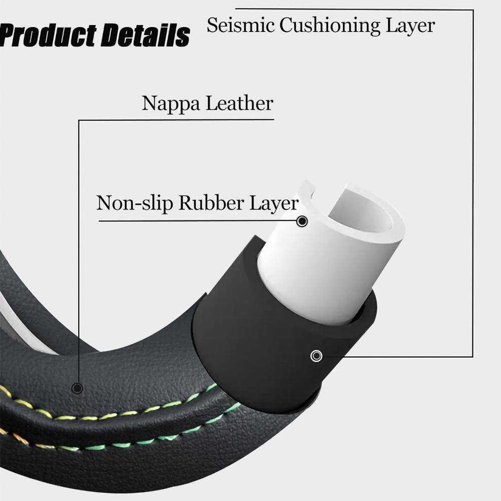 Leather Black Steering Wheel Protector Flat Bottom Steering Wheel Cover Black Microfiber Leather with Anti-Slip Lining