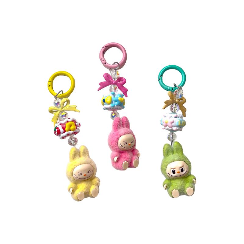 Christmas Labubu Kawaii Particles Keychain Bag Cell Phone Charm Key Chain Christmas Gift Cute Plush Charm