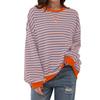 Loose Striped Long Sleeved Round Neck Women's T-shirt