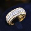 Huitan Luxury Two Tone Promise Rings for Women Full Bling Bling Cubic Zirconia New Wedding Band Accessories Fashion Jewelry
