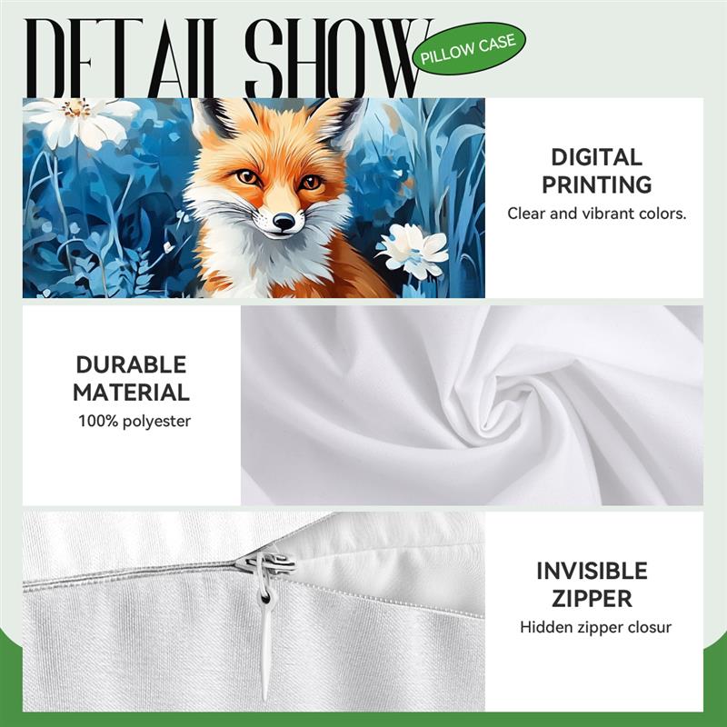 Fox Oil Painting Cushions Pillowcase Printed Polyester 45X45Cm Throw Pillow Cover Decorative Sofa Cushion Pillowslip Home Decor