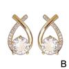 Elegant Cross Zircon Stud Earrings For Women High End Light Luxury Temperament Fashion Jewelry Accessories