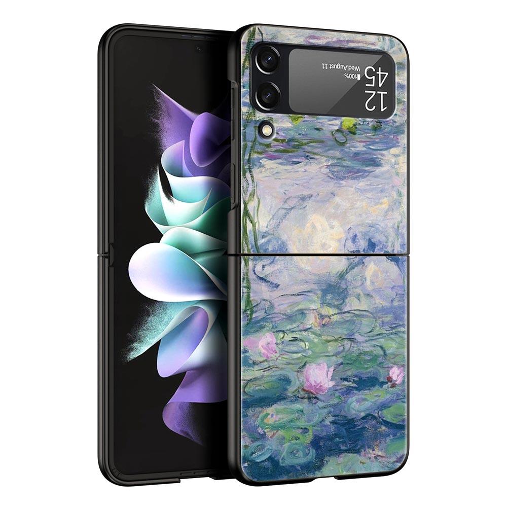 For Samsung Galaxy Z Flip 3 4 5 Hard Black Folding PC Phone Case Claude Monet Impressionism Painter For Samsung Z Flip3 Cover