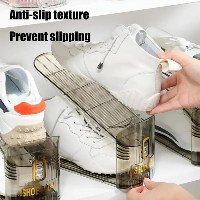 10Pcs Shoe Storage Artifact: Transparent Shoe Box, Shoe Cabinet, Layered Storage Box, Double-layer Shoe Rack, Folding Shoe Rack