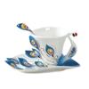 Shangqi Peacock Enamel Ceramic Coffee Cup Set