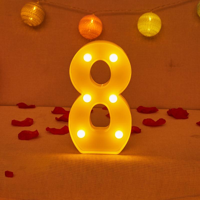 Alphabet Letter LED Lights Luminous Number Lamp Decor Battery Night Light for Home Wedding Birthday Christmas Party Decoration KTY