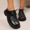 2025 New British Vintage Style Low-Heel Brogue Lace-Up Flat Professional Pumps for Women