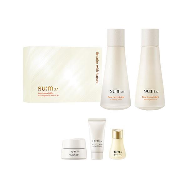 su:m37 ° Time Energy Bright Zestaw Podstawowy Rozjaśniający Skórę, 1 Zestaw (Tonik 50ml + Emulsja 50ml + Oczyszczający 13ml + Esencja 12ml + Krem 10ml)
