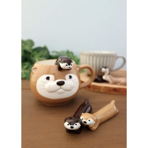 Decore Corporation KAWAUSO CAFE Otter Cutlery Rest Chocolate Size: Approx. W2.4 D9.4 H2.5 KW-17937