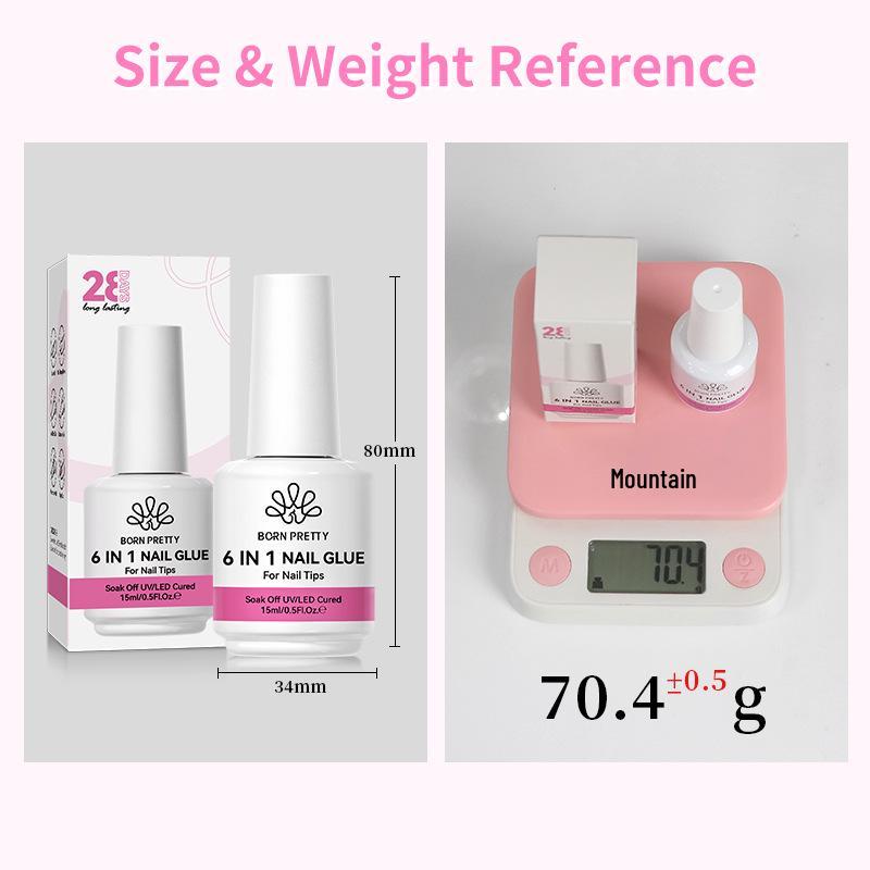BORN PRETTY 6-in-1 Nail Gel: Base, Top Coat & Adhesive