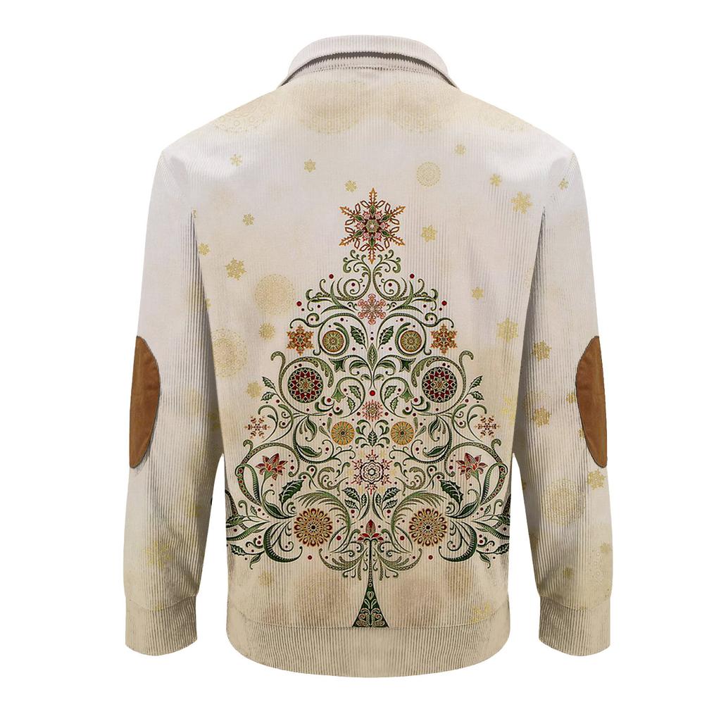 Christmas Print 3-button - Men's Stand Up Collar Sweatshirt, Outdoor Casual Hoodie With Buckle