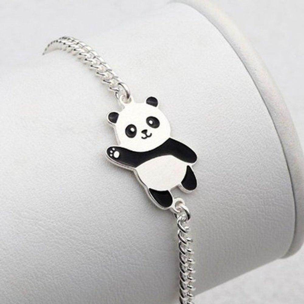 [As Little] Baby Silver Bracelet Full 925 Silver Baby Panda Kids Chain