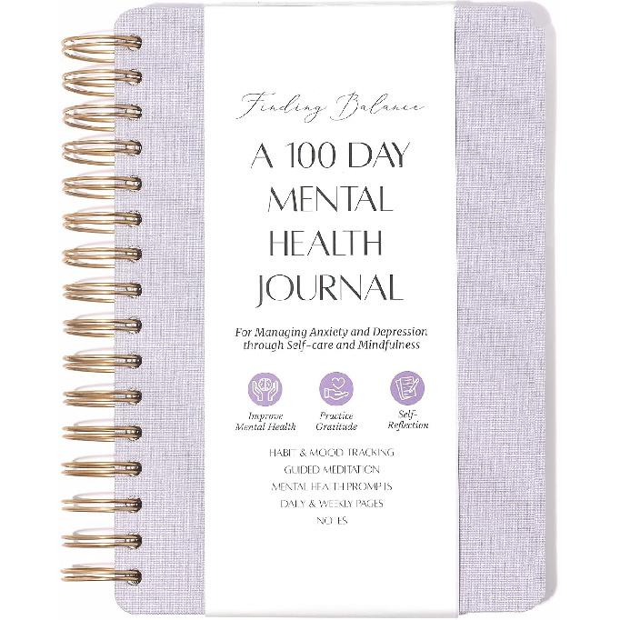 FINDING BALANCE A 100-DAY Mental Health Journal – Daily Journal with Prompts for Mindfulness, Self-Care & Healing – Anxiety & Depression Relief