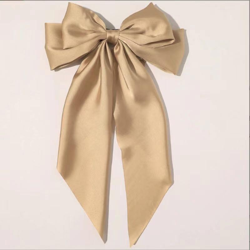 "Retro Large Ribbon Bow Hairpin Inspired by Yang Zi - Elegant Spring Clip Hair Accessory"