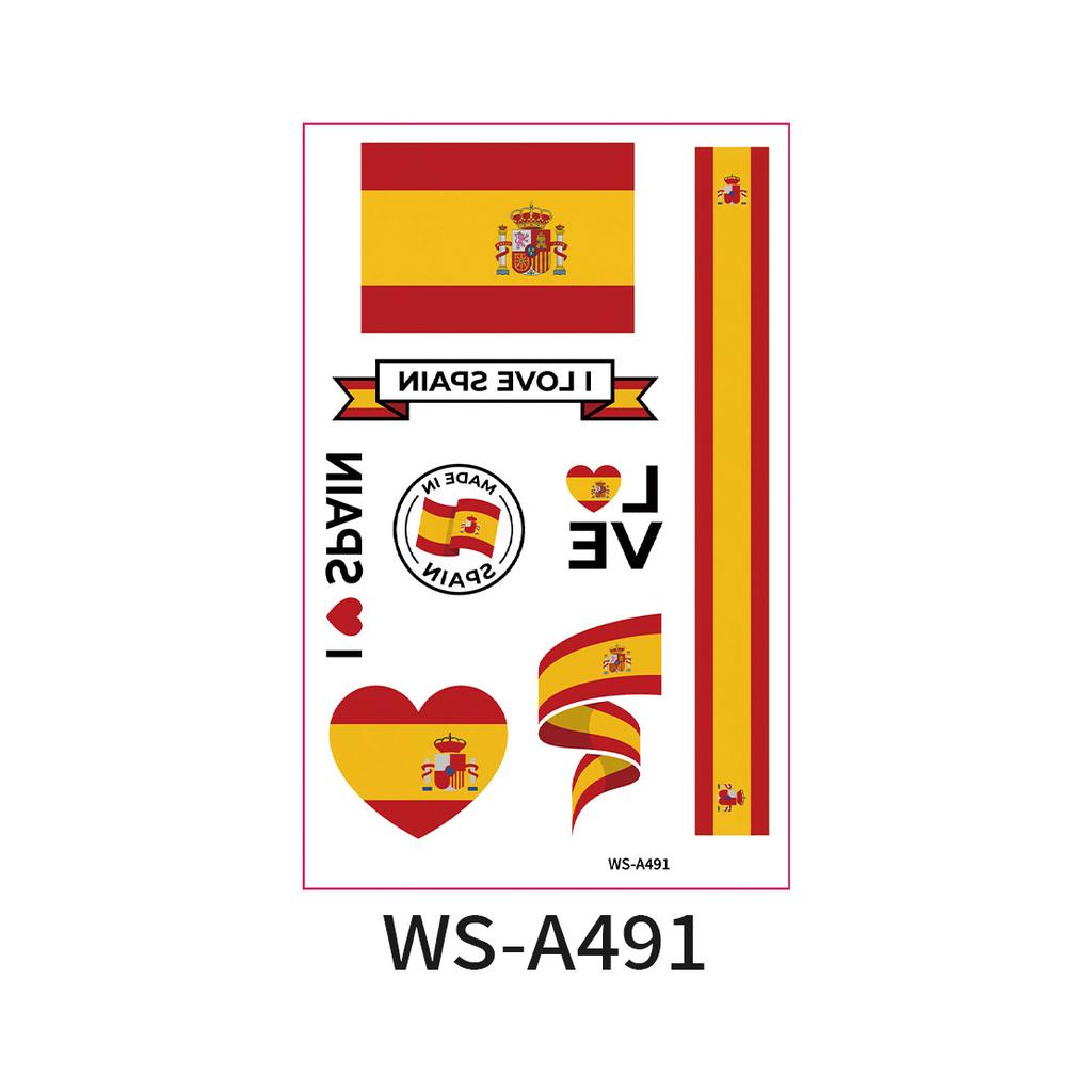 World Cup Argentina Belgium Fans Flag Face Sticker Waterproof Competition Game Tattoo Sticker
