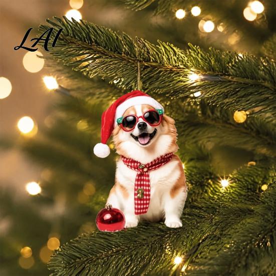 Fashionable Cute Dog Keychain Gift Crown Acrylic Keychain 2D Flat Backpack Lightweight Hanging Ornament Charm Animal Key Ring with Lanyard