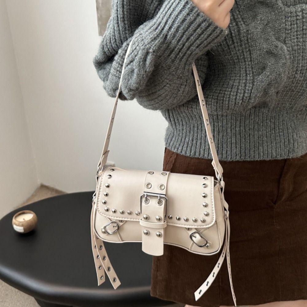 American Style Y2K Armpit Bag Sweet Cool Underarm Bag Casual Rivet Shoulder Bag  Spicy Girls