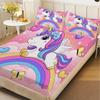 1PC Cute Unicorn Bed Sheet Rainbow Soft Digital Print Fitted Sheet Without Pillowcase Halloween Decor Gift For Kids Bed Linen
