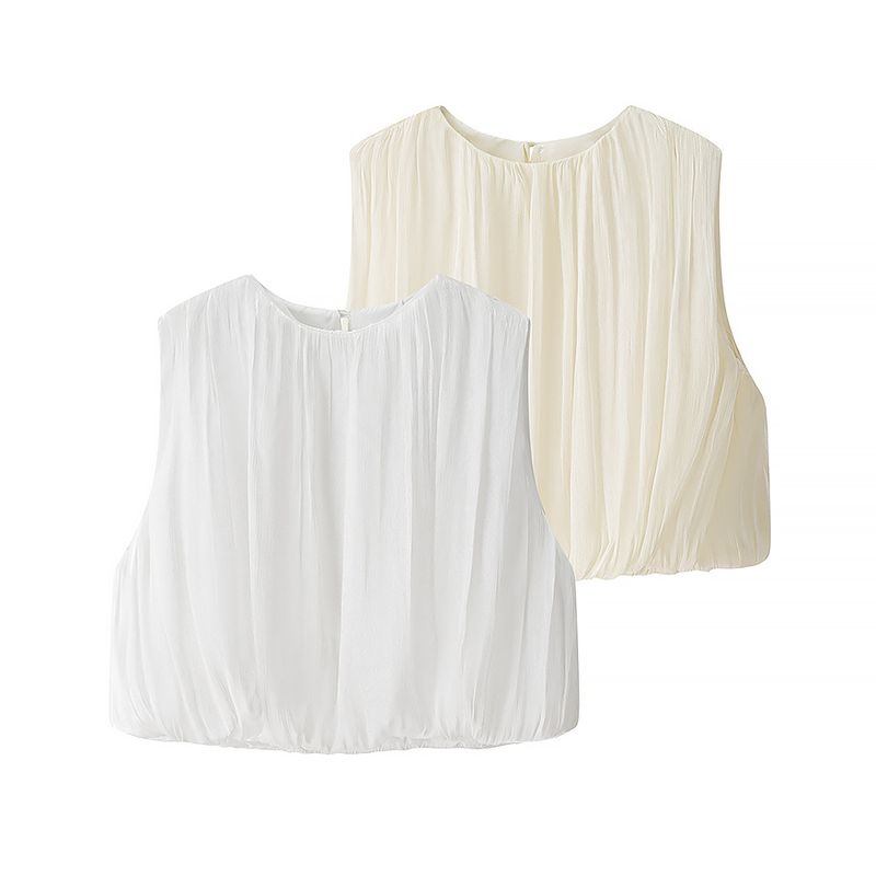 Kaslead New Women clothes Western Style Fashion Simple and Versatile Sleeveless Short Small Top