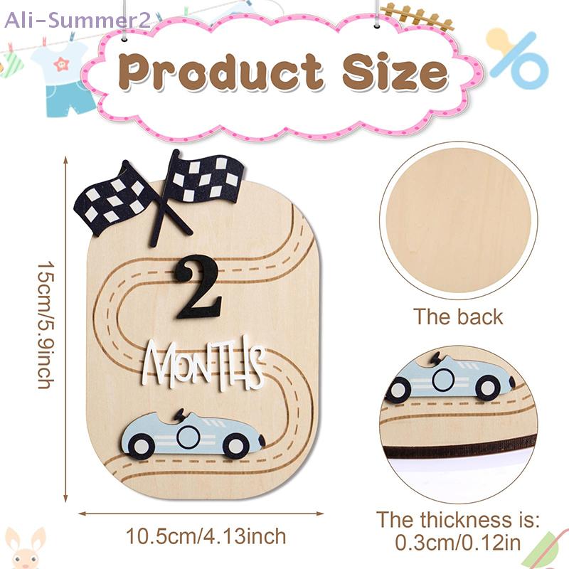{MX} Wooden Baby Milestone Cards Name Plaque Sign Birth Announcement Board Baby Month Marker Newborn Photography Props