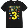 MD203 Birthday Party 3rd Birthday 3 Year Old Building Blocks T-Shirt Bodysuit Short Sleeve Long Sleeve for Kids Toddler Boys Girls