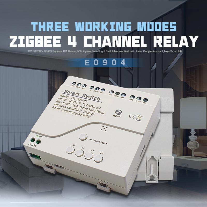 Tuya Smart RF Switch Module WiFi Remote Control Faceplate 4-channel Voice Control Controller 433MHz for Alexa Googles