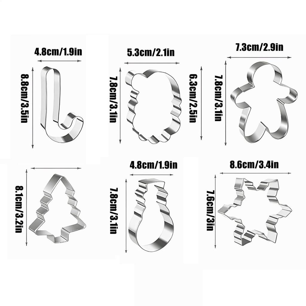 6Pcs Christmas Cookie Cutter Gingerbread Xmas Tree Mold Christmas Cake Decoration Tool Navidad Gift DIY Baking Cookie Mould